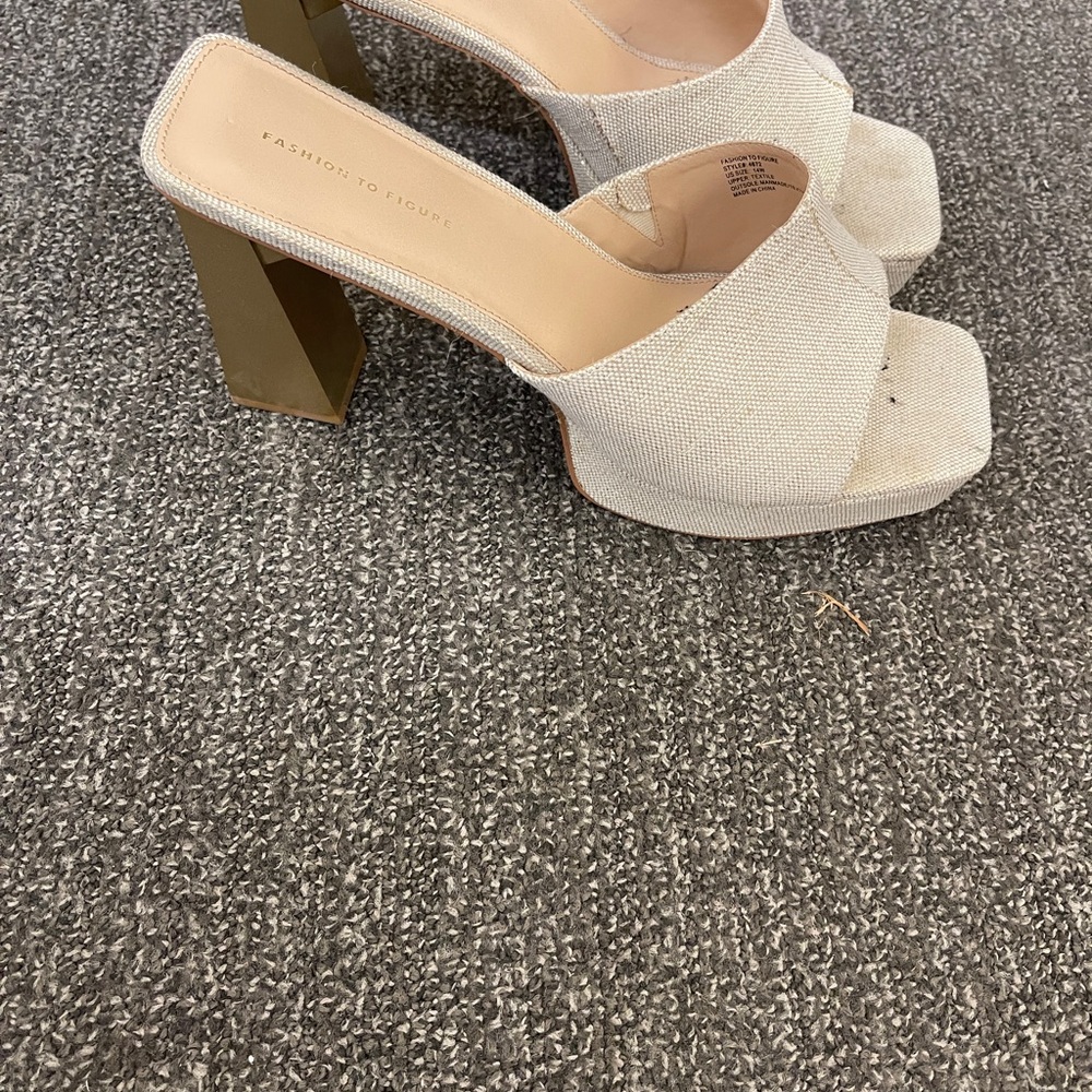 Fashion to Figure Cream and Gold Heeled Mules